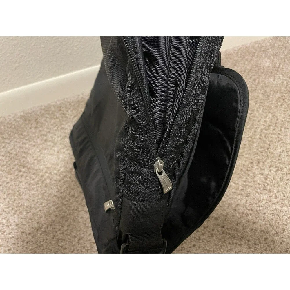 Eddie Bauer Black Messenger Bag Zip Buckle Shoulder Strap Outer Pockets